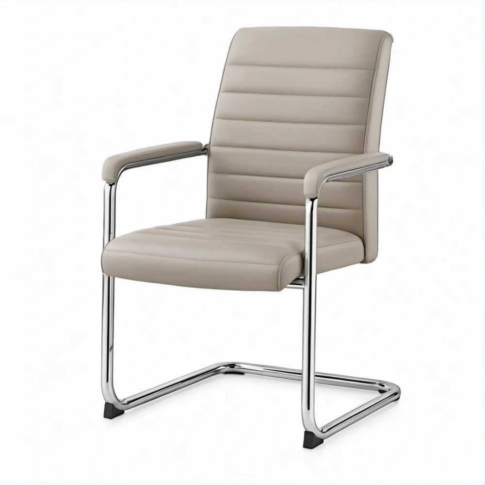 Taupe High-Back Cantilever Office Chair with Padded Armrests, 58 x 63 x 103 cm