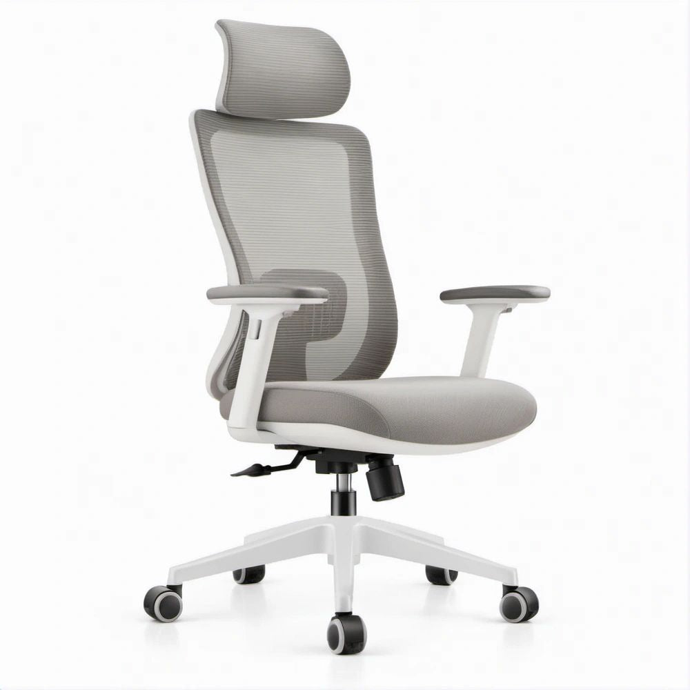 Ergonomic High-Back Mesh Office Chair, Gray/White, 26.0 in W x 26.0 in D x 47.2-51.2 in H