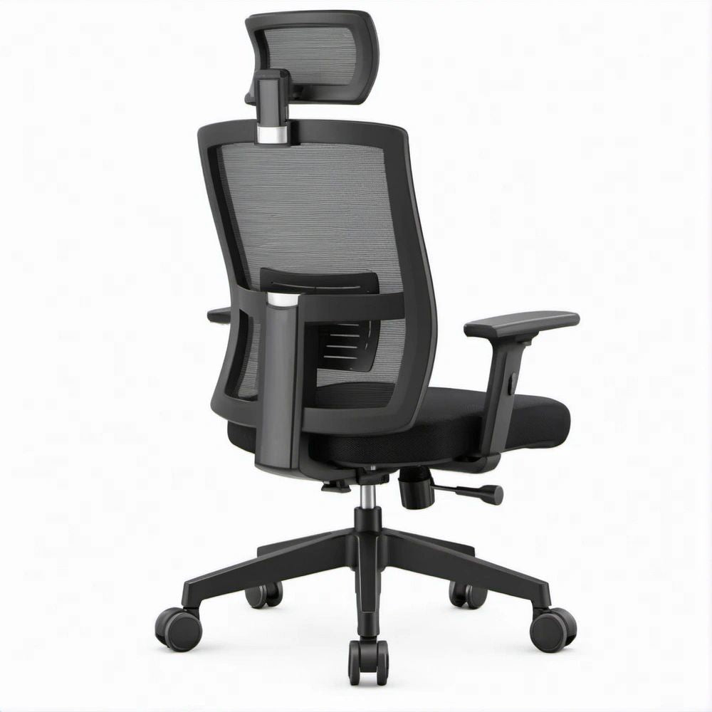 Black Ergonomic High-Back Mesh Office Chair with Adjustable Headrest, 25.6 x 25.6 x 46.5-52.8 in