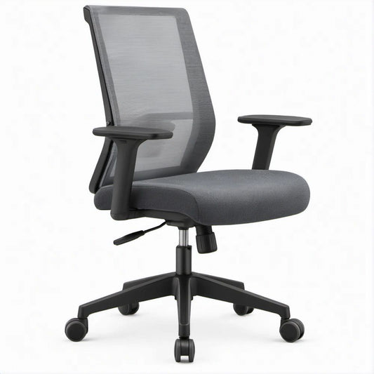 Ergonomic Adjustable Office Chair, Gray/Black Mesh and Fabric, 25.6 x 25.6 x 40.2-44.1 in