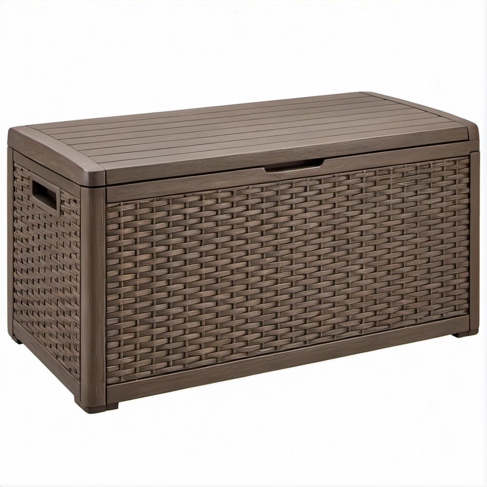 99 Gallon Dark Brown Resin Outdoor Storage Box, 50 x 25.5 x 25.5 in