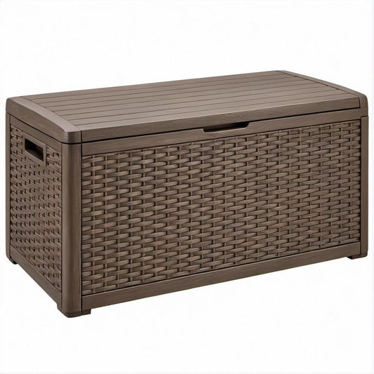 99 Gallon Dark Brown Resin Outdoor Storage Box, 50 x 25.5 x 25.5 in