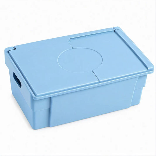 Blue Polypropylene Lidded Storage Box with Side Handles, 40 x 30 x 17 cm, 14 L
