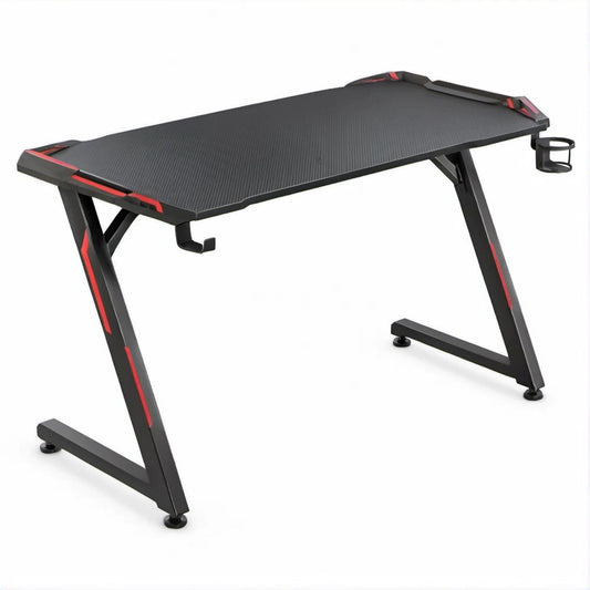 Gaming Desk, Black/Red, Carbon Fiber Texture Surface, Steel Frame, 47.2 x 23.6 x 29.5 in