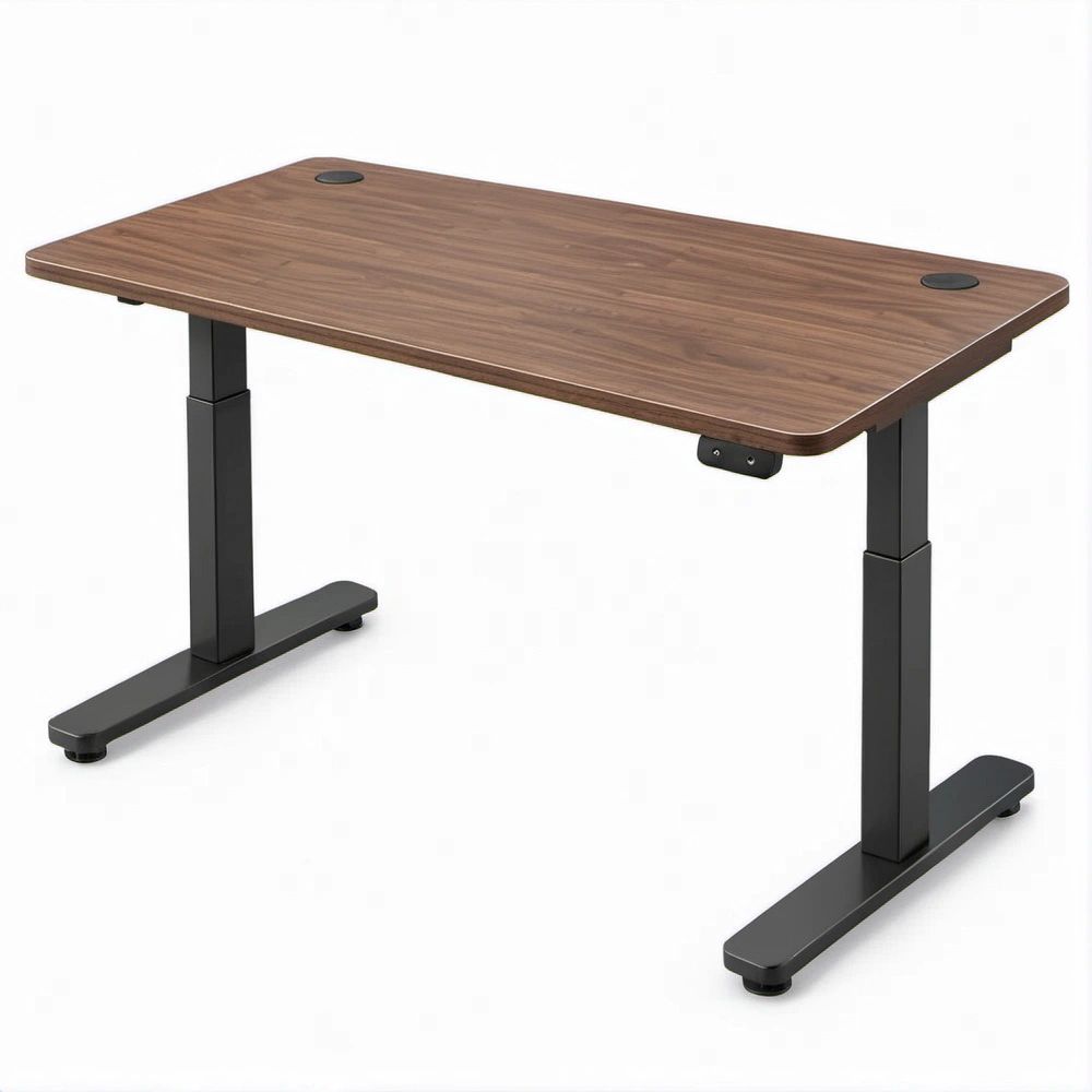 Height-Adjustable Rectangular Desk, Walnut Brown/Black, 48 x 24 x 28.3-47.6 in
