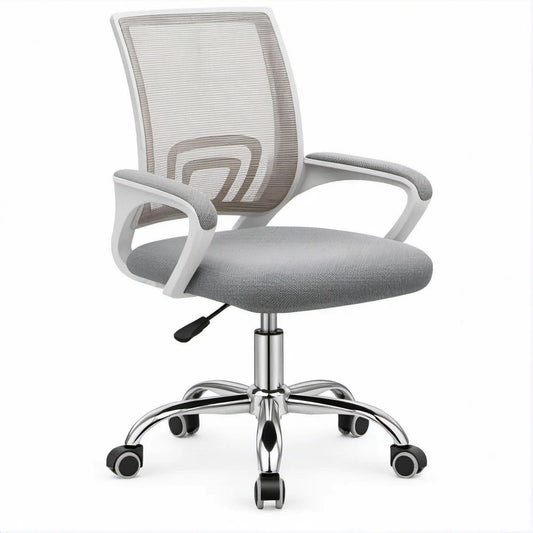Gray Mesh Adjustable Swivel Desk Chair with Armrests, 23.6 x 23.6 x 36.2-40.2 in